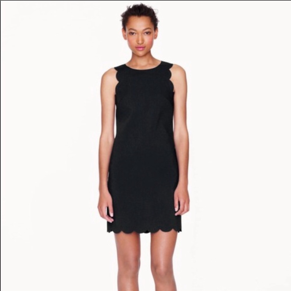 j crew scalloped black dress